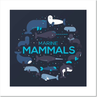 Marine mammals doodles Posters and Art